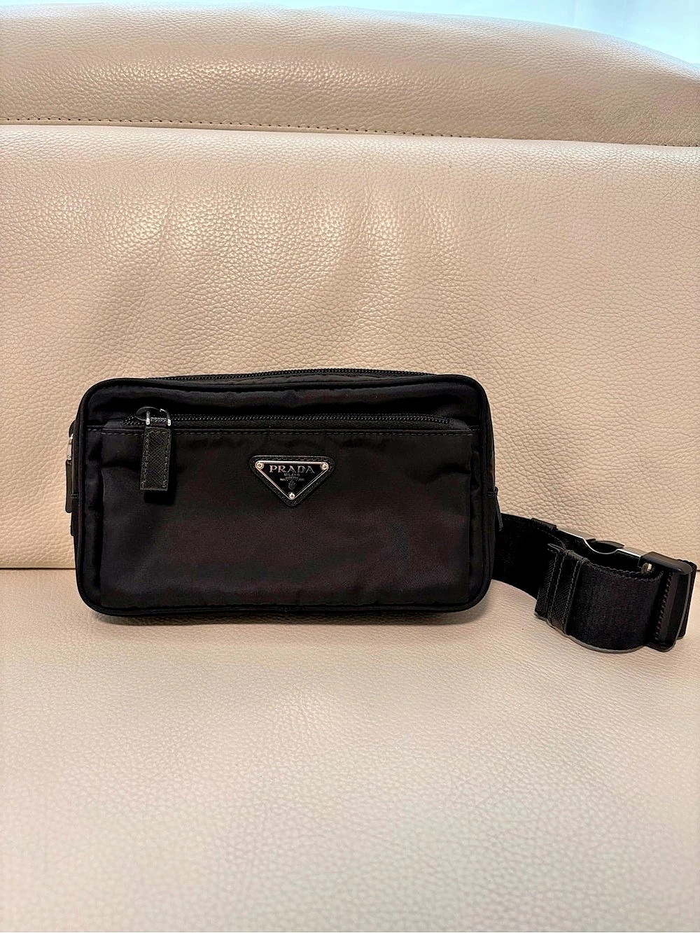 Prada Re-Nylon and Saffiano Leather Belt Bag Black Nylon Belt Bag